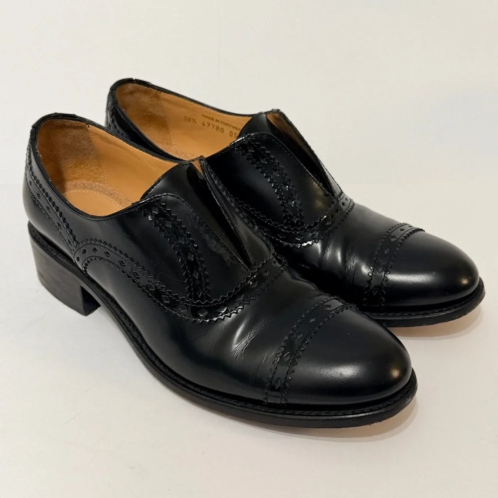 The Office Angela Scott Ms Arzner Slip On Black Oxford Leather Loafer 38.5 US8.5
